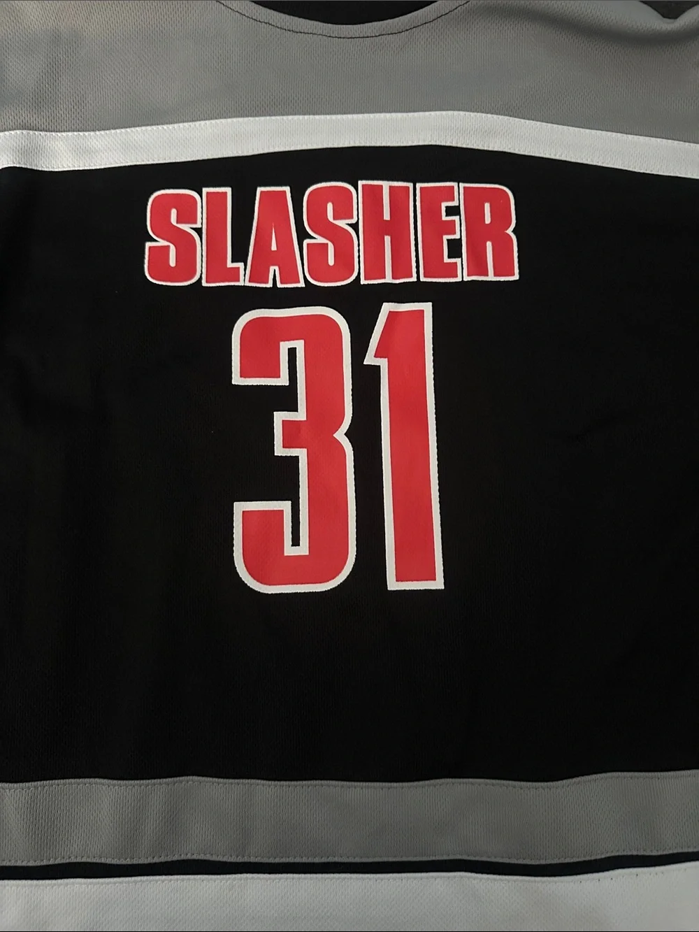 Spirit Black Gray Red Hockey Skull Kids Costume Jersey - Picture 4 of 4